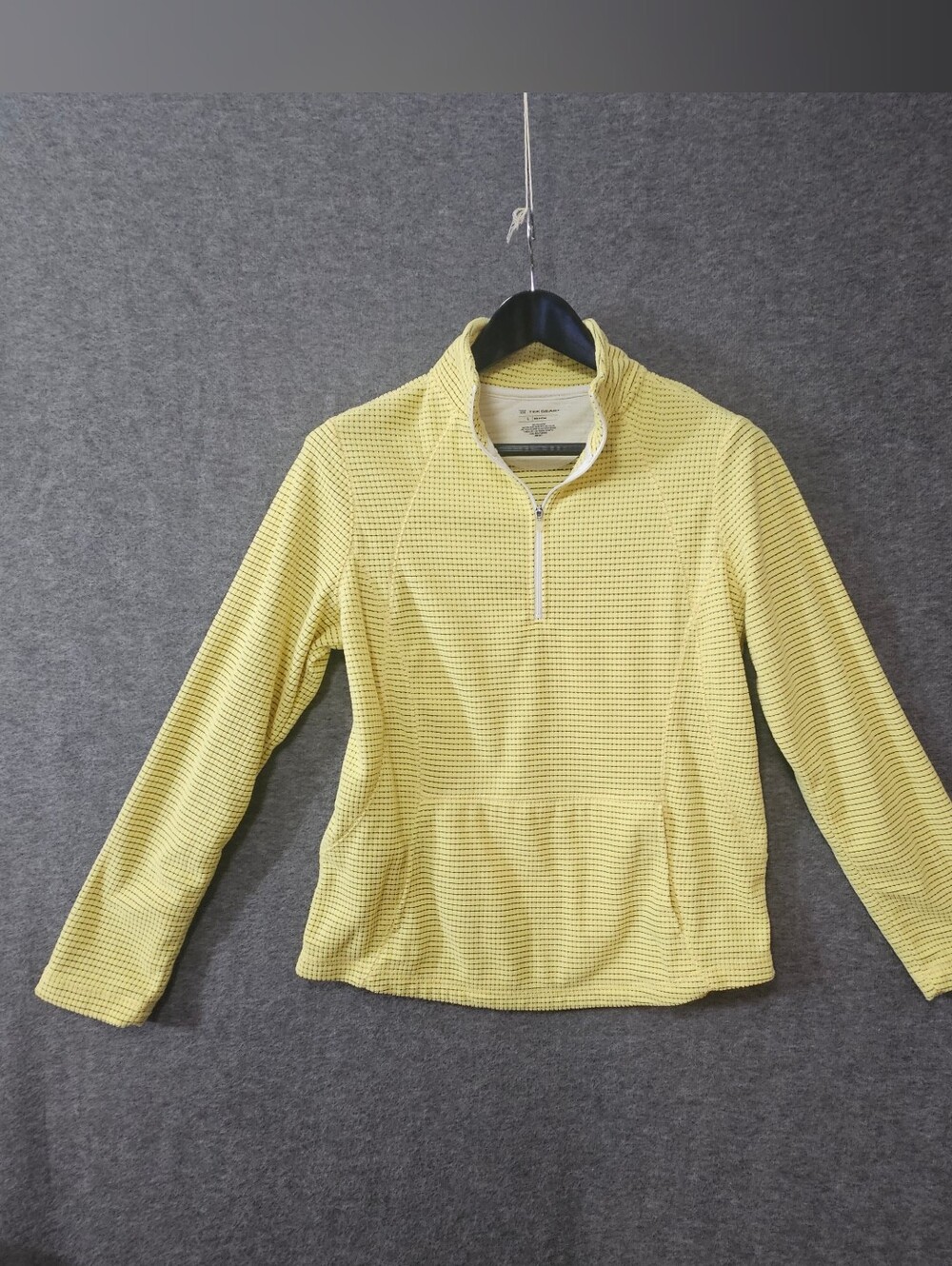 Tek Gear Yellow Quarter-Zip Waffle Knit Pullover Women's Large